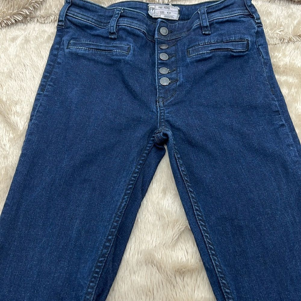 Free People button fly bootcut dark wash jeans 27